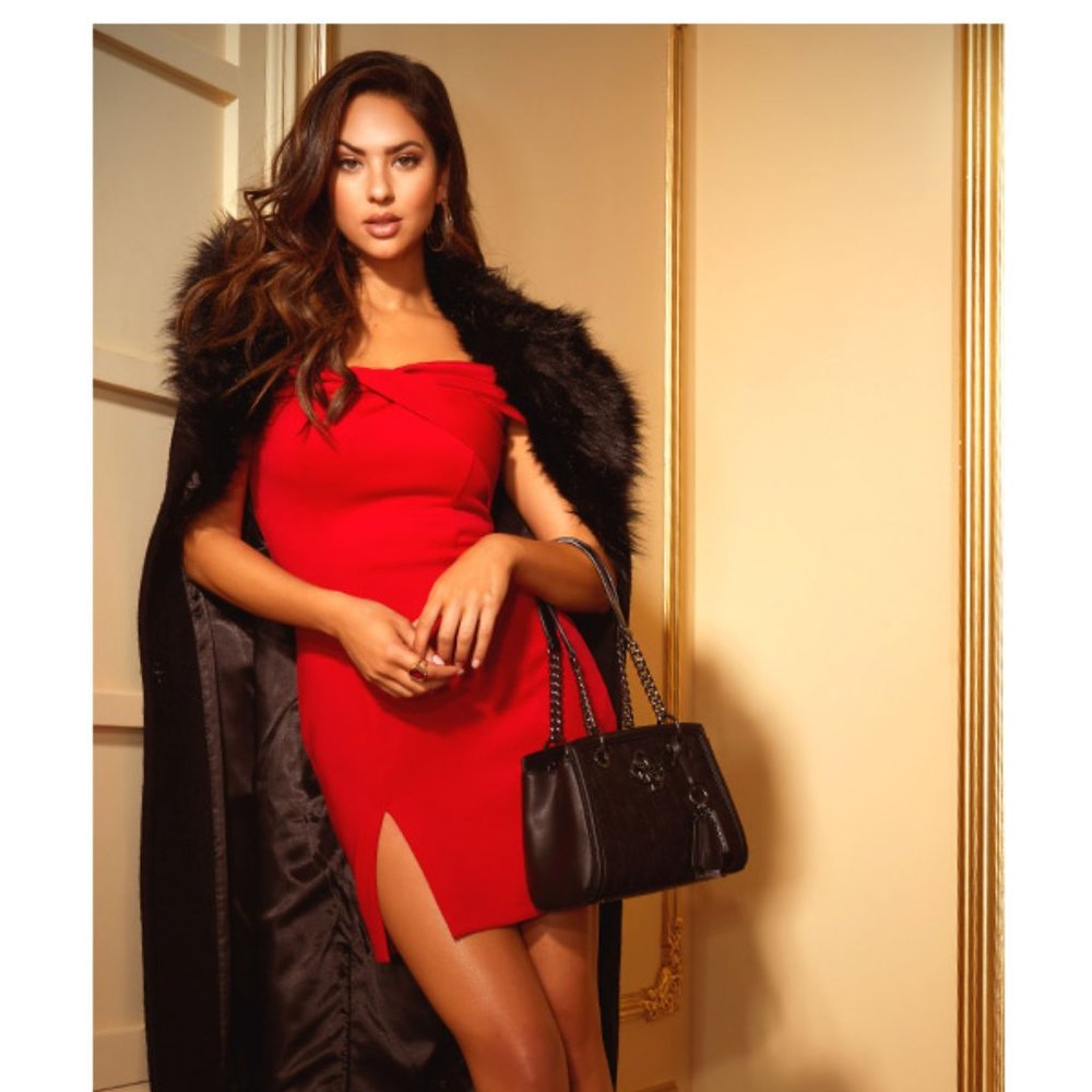 Guess WOMEN SEXY bodycon off shoulder Red dress